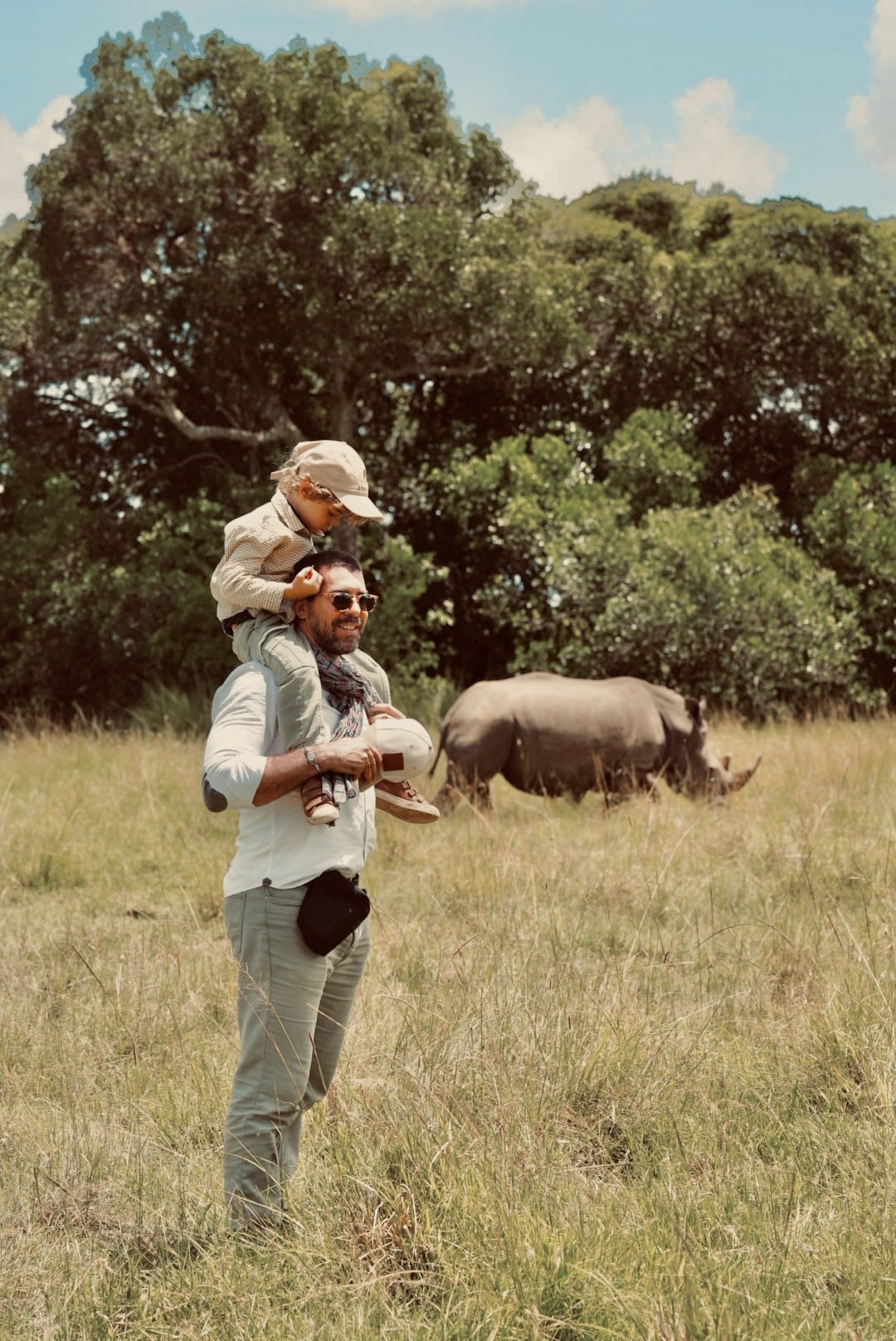 rhino father and son safari